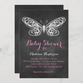 Butterfly-Babydusche mit Kopfbrett - Einladung - R (Vorne/Hinten)