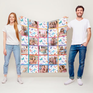 Butterfly Babydusche Patchwork Foto Blanket Fleecedecke