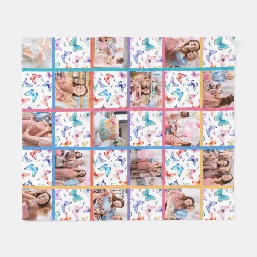 Butterfly Babydusche Patchwork Foto Blanket Fleecedecke (Vorderseite (Horizontal))