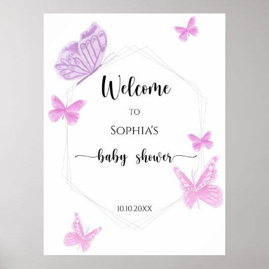Butterfly-Babydusche Poster (Vorne)