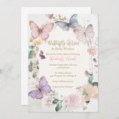 Butterfly Babydusche Schmetterling küsst Babydusch Einladung (Vorne/Hinten)