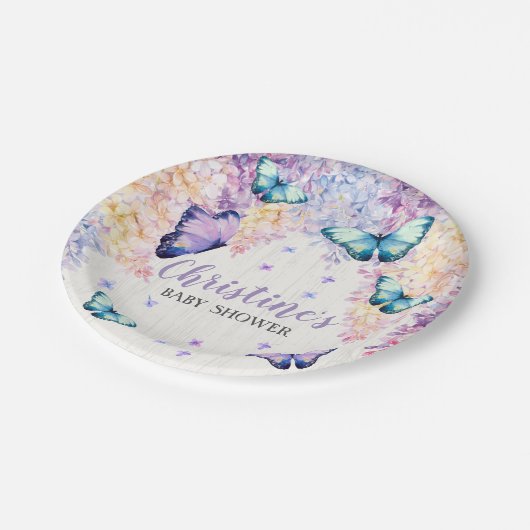 Butterfly-Babydusche Teller (Schrägansicht)