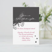 Butterfly Bat mitzvah Einladung Empfang Card (Stehend Vorderseite)