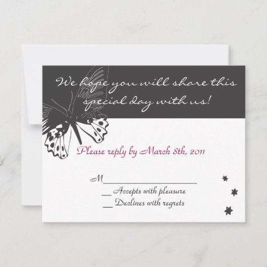 Butterfly Bat mitzvah Einladung Reaktion (Vorderseite)