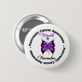 Butterfly - Bauchspeicheldrüsenkrebs Monat Button (Vorne & Hinten)