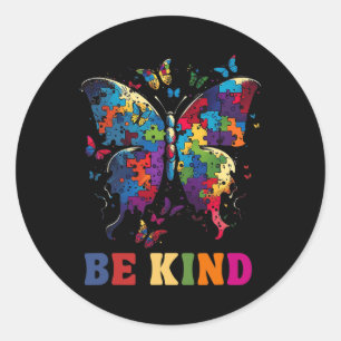 Butterfly Be Kind Autismus Sensibilisierungsmonat Runder Aufkleber