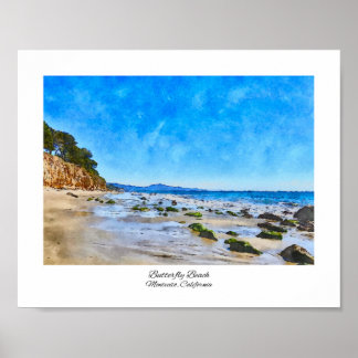 Butterfly Beach Santa Barbara Aquarellmalerei Poster