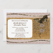 Butterfly, Beads Lace & Burlap Wedding Einladung (Vorderseite)