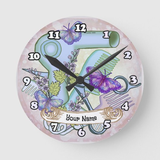 Butterfly Beautician Runde Wanduhr (Vorderseite)