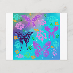 Butterfly Beautiful Aloha Hawaiian Blossom Wedding Postkarte