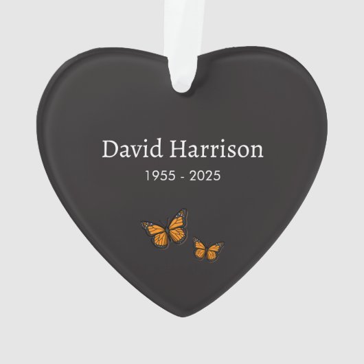Butterfly Beileid Keepake Herz Akryler Ornament (Rückseite)
