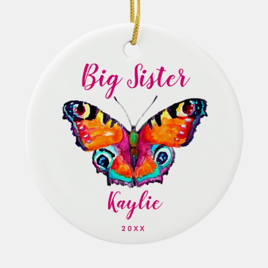 Butterfly Big Sister Personalisiert Custom Christm Keramik Ornament (Vorne)