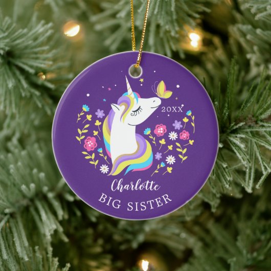 Butterfly Big Sister Unicorn Weihnachtsschmuck (Baum)