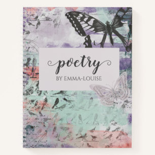 Butterfly Birds Abstrakte Personalisierte Poesie Notizblock