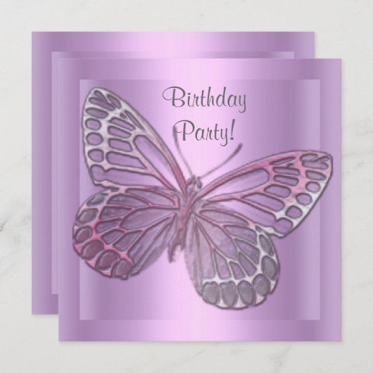 BUTTERFLY BIRTHDAD-EINLADUNG EINLADUNG (Vorne/Hinten)