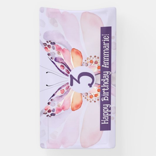 Butterfly Birthday Background Banner (Vertikal)