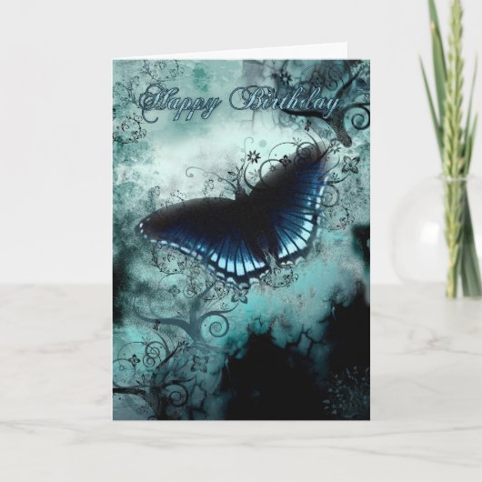 Butterfly Birthday Card - Blue Butterfly Geburtsta Karte (Vorderseite)