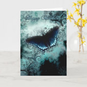 Butterfly Birthday Card - Blue Butterfly Geburtsta Karte (Gelbe Blume)