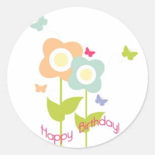 Butterfly Birthday Cupcake Topper/Aufkleber Runder Aufkleber