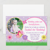 Butterfly Birthday Einladung 12x18 Foto-Karte (Vorne/Hinten)
