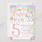 Butterfly Birthday Einladung Regenbogen Butterfly (Vorderseite)