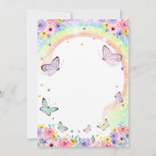 Butterfly Birthday Einladung Regenbogen Butterfly (Rückseite)