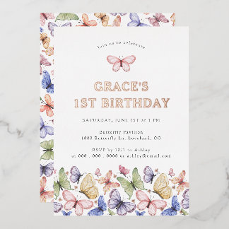 Butterfly Birthday Folieneinladung