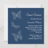 Butterfly Birthday Invitation (blau) Einladung (Vorderseite)