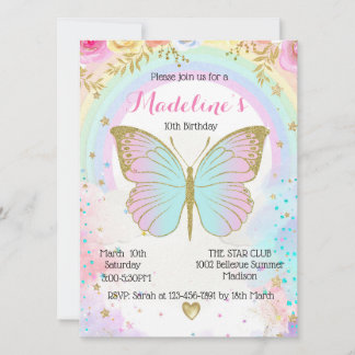 Butterfly Birthday invitation  Einladung