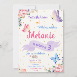 Butterfly Birthday Invitation Floral Party invite Einladung