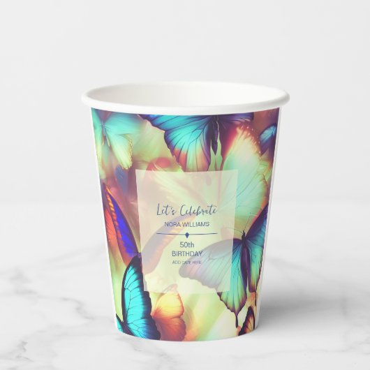 Butterfly Birthday Pappbecher (Rückseite)