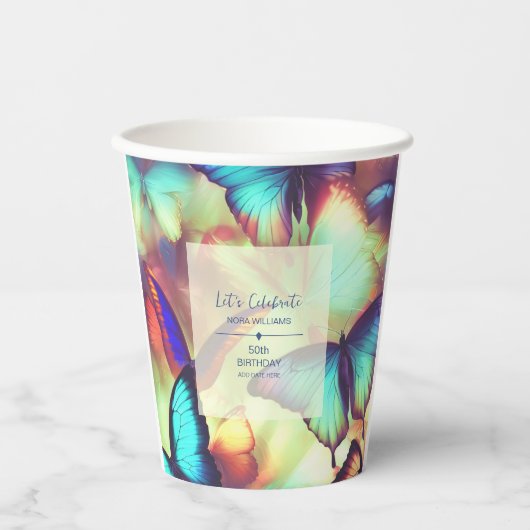 Butterfly Birthday Pappbecher (Vorderseite)