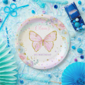 Butterfly Birthday Party Rosa Floral Butterfly Pappteller (Party)