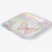 Butterfly Birthday Party Rosa Floral Butterfly Pappteller (Gewinkelt)