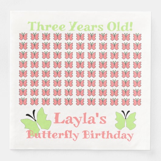 Butterfly Birthday Party Serviette (Vorderseite)