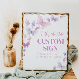 Butterfly Birthday Party Table Sign Poster