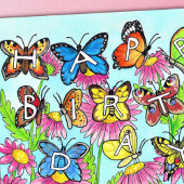 Butterfly Birthday Postkarte
