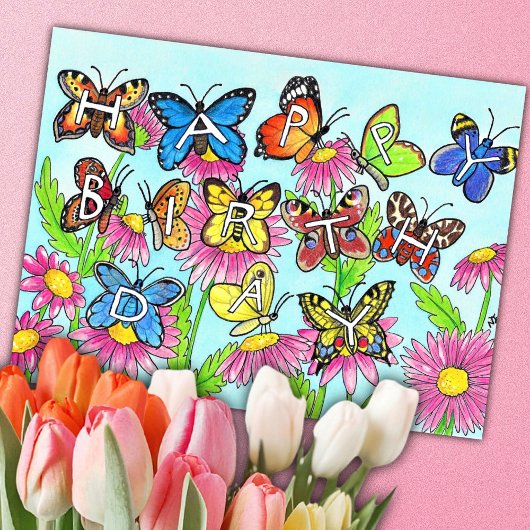 Butterfly Birthday Postkarte