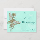 Butterfly Birthday RSVP-Karte Einladung (Vorderseite)