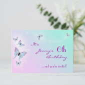 Butterfly Birthday RSVP-Karte Einladung (Stehend Vorderseite)