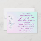 Butterfly Birthday RSVP-Karte Einladung (Rückseite)