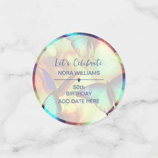 Butterfly Birthday Table Confetti Konfetti (Klein Vorderseite)