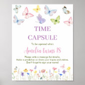 Butterfly Birthday Time Kapsel Unterschrift Wildbl Poster (Vorne)