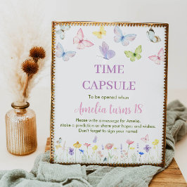 Butterfly Birthday Time Kapsel Unterschrift Wildbl Poster