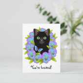 Butterfly Black Cat niedlich und mädchenhaft Gebur Einladung (Stehend Vorderseite)