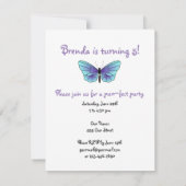 Butterfly Black Cat niedlich und mädchenhaft Gebur Einladung (Rückseite)