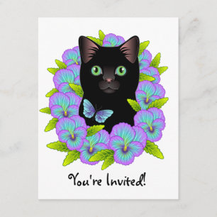 Butterfly Black Cat niedlich und mädchenhaft Gebur Einladung