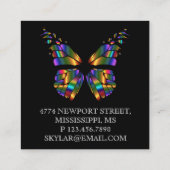 Butterfly Black elegant Quadratische Visitenkarte (Rückseite)