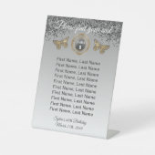 Butterfly & Black Glitzer, Foil Tischnummer Zeiche Sockelschild (Vorderseite)