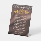 Butterfly & Black Glitzer, Foil Tischnummer Zeiche Sockelschild (Vorderseite)